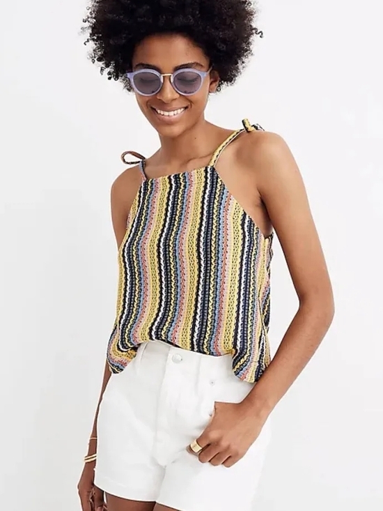 Madewell Tops - Madewell Texture And Thread Striped Tie-Shoulder Knit Tank
